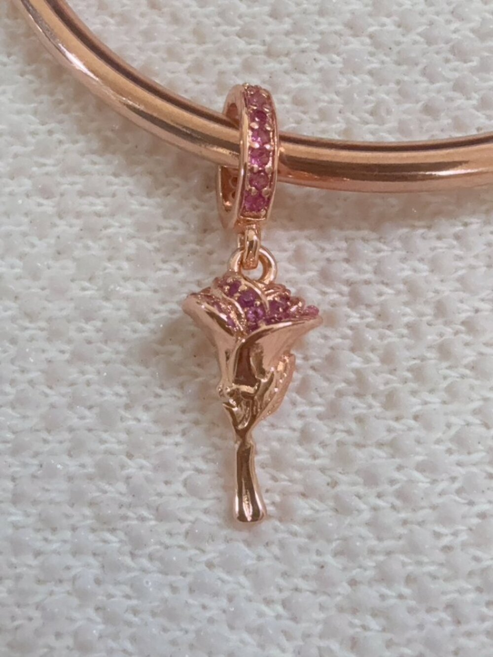 Rose Gold Plated Dangle Charm For Pandora Bracelet or Necklace